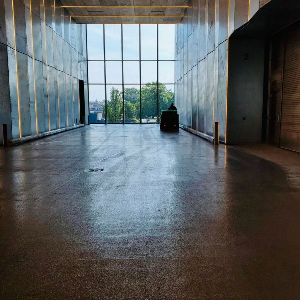 Post construction floor cleaning at warehouse in New Jersey